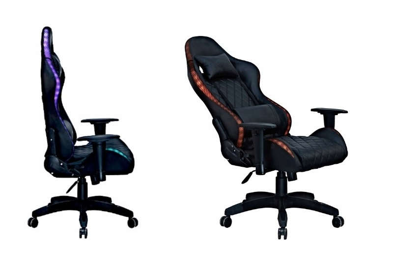 Геймерское компьютерное кресло с RGB-подсветкой, 2 подушками и регулировкой угла наклона спинки, Черный (G400) G400 фото