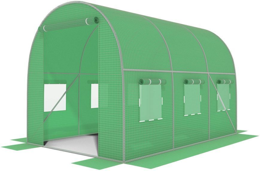 Садова теплиця 7 м&sup2; (3,5 &times; 2 &times; 2 м) з вікнами, армована плівка UV-4, Зелена (Польща) 1481 фото