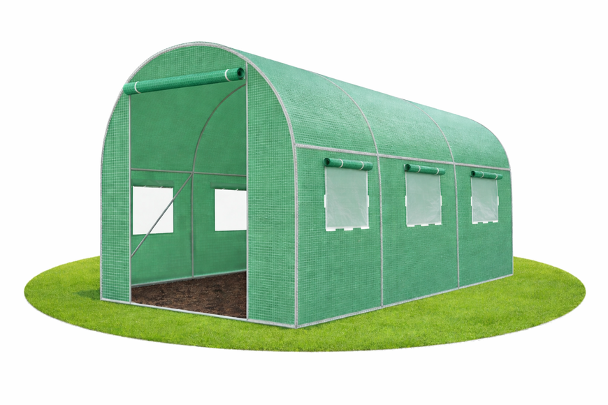 Садова теплиця 7 м&sup2; (3,5 &times; 2 &times; 2 м) з вікнами, армована плівка UV-4, Зелена (Польща) 1481 фото
