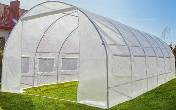 Садова теплиця 18 м&sup2; (6 х 3 х 2 м) з армованою плівкою UV-4, з вікнами, Біла (Польща) 1463 фото
