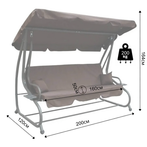 Гойдалка садовая Bonro Garden BW-002 коричневая 3 местная 42400948 фото