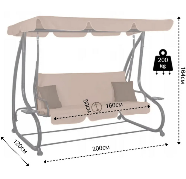 Гойдалка садовая Bonro Garden BW-002 коричневая 3 местная 42400948 фото