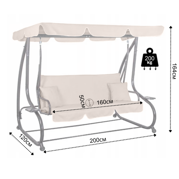 Гойдалка садовая Bonro Garden BW-002 бежевая 3 местная 42400949 фото