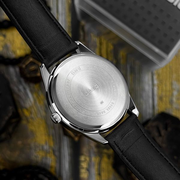 Мужские часы Casio MTP-V005L-1B4 классические с черным кожаным ремешком и минеральным стеклом 1141-0193 фото